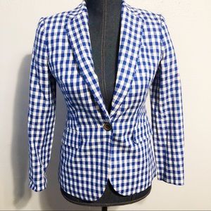 NWOT J Crew gingham Parke blazer 100% linen sz 00p